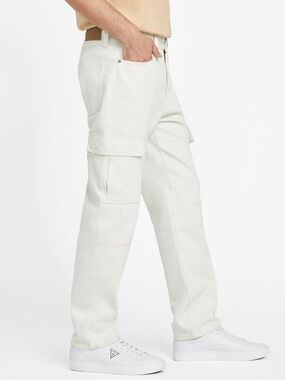 New Guess Men's White Cargo Pants
